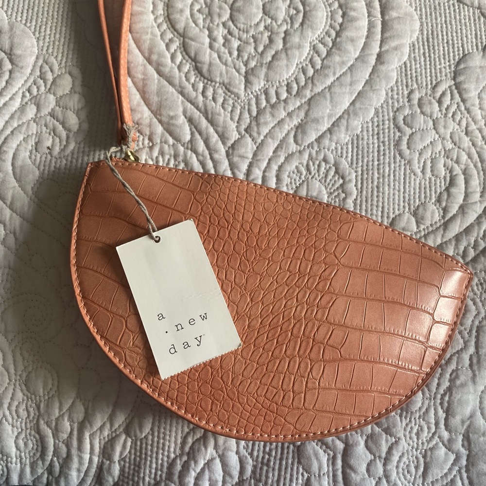 Coral Alligator embossed Clutch